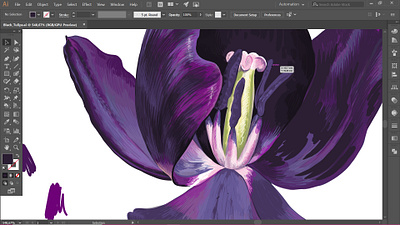 Dark-Violet Tulip Process 2d adobe illustrator design digitalart flower illustraion illustration pattern plant texture tulip vector
