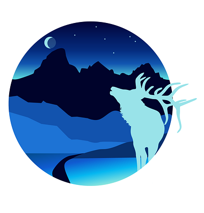 teton+elk - blue. illustration for use on a personal website bodymovin illustration illustrator lottie vector