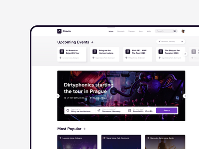 Chiketto - Ticketportal | Concept branding design events music ticket booking ui web app webdesign