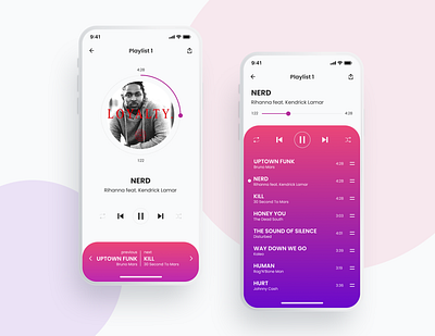 Mp3 player app design art design figma mobile mobile app design ui vector