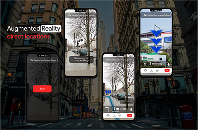 Augmented reality direct location aesthetics augmented reality branding design direction illustration location tracker mobile mobile app modern ui