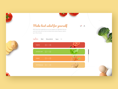 Web shot for making vegetarian salads colorfull web design elegant font elegant web design flat food ordering minimal payment method profile page typography user experience user interface vegetables vegetarian food web