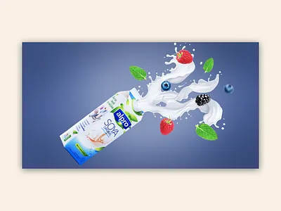 Milk advertising collage advert advertising alpro berries blackberry blueberry collage concept design milk mint raspberry spray ui ux web