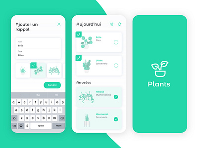 Plants app app app design app screen card list cards design flat flat illustration form green illustration minimal mobile mobile app design nonav plant playful splash splashpage