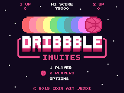 Dribbble Invites (Two Players) 8bit art dribbble invitation dribbble invitations dribbble invite dribbble invite giveaway dribbble invites game design illustration illustration design logo design retro design video game