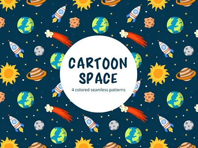 Cartoon Space Vector Seamless Pattern cartoon graphics pattern space typography vector