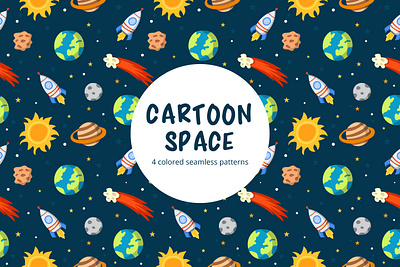 Cartoon Space Vector Seamless Pattern cartoon graphics pattern space typography vector