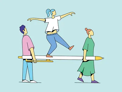 Office parkour fun illustration illustration art office people vector vector illustration work