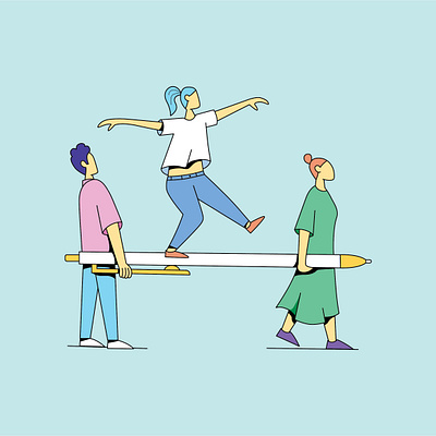 Office parkour fun illustration illustration art office people vector vector illustration work