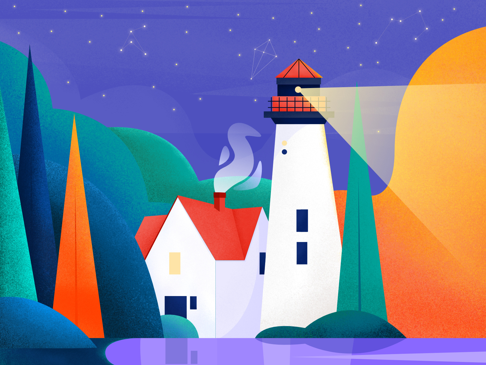 Example of Evening Landscape (the lighthouse)