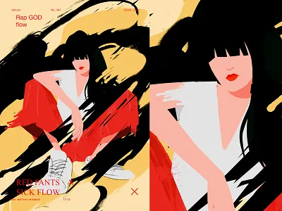 Rap god abstract composition flow girl illustration ink laconic lines minimal poster poster a day poster art rap splash