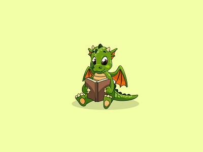 Cute dragon cartoon mascot character animal book cartoon cartoon character character cute cute animal dragon mascot mascot character mascot design reading