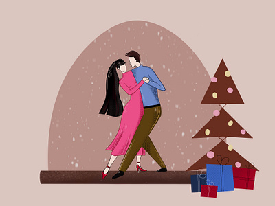 Dancing couple art boy christmas christmas decoration christmas eve christmas time christmas tree christmas trees couple dancing decor decoration gift gifts girl happy illustration illustration art iloveyou merrychristmas