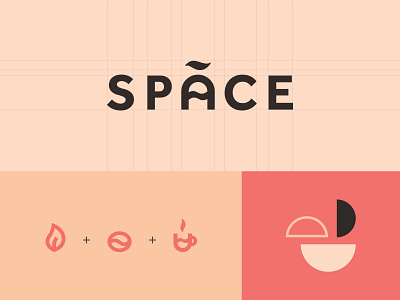 Space Coffee Logo adobe illustrator brand design branding coffee concept creative cup design drink graphic design leaf letters logo oblik oblik studio semicircle shapes shop sign typography