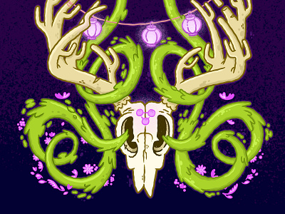 Weird Deer Skull Surreal Thing 80s antler blake stevenson character design deer fun hipster illustration jetpacks and rollerskates lantern psychedelic retro skull surreal trippy video game