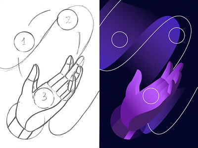 Illustration Process hand hand drawn illustration juggling palm sketching
