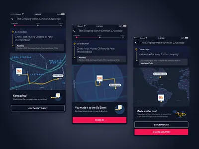 Go to location and check-in flow check in checkin go location location app location pin location tracker map mapping pin plane travel zone