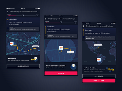 Go to location and check-in flow check in checkin go location location app location pin location tracker map mapping pin plane travel zone