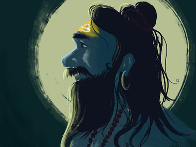 Mahakal bhakt aghori blue brush digitalart illustrator mahadev night painting photoshop