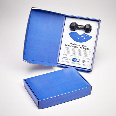 United Way Custom Direct Mail Boxes by Sneller advertising branding custom packaging made in usa marketing packaging presentation packaging promotion promotional packaging sneller