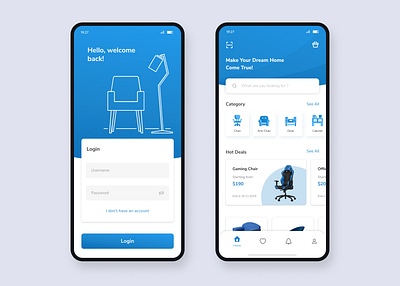 E-commerce App Interface - Furniture app design cards clean daily ui dribbble ecommerce exploration figma furniture app homepage interface ios ui ux ux design