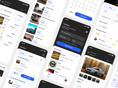 Carenty - Car Rental App UI Kit car car rent car rental design system figma mobile app rental transportation ui kit ui8 user experience user interface vehicle