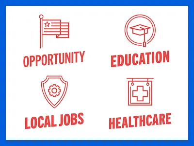 Issue Icons america brand campaign candidate education healthcare icons jobs linework politics