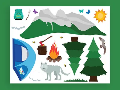 Camping Explorer Sticker Illustrations