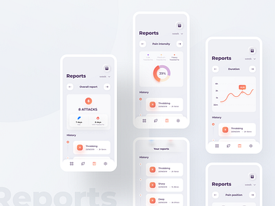 Reports screens - IOS App Headache app design figma flat headache history iphone x reports ui ux