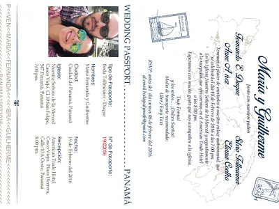 Passport wedding invitation branding illustration typography