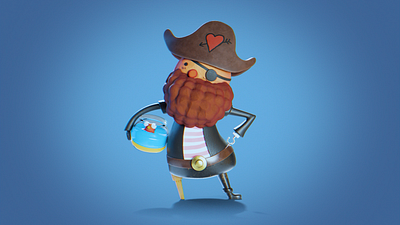 The Love Pirate 3d 3d animation 3d art 3d character 3d illustration animation blender3d character gif illustration pirate