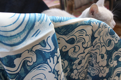 Air dragon design illustration ornamental ornaments scarf textile design textile print tibetan