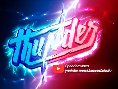 Thunder - Lettering 3d adobe design drawing game illustration lettering lettering logo logo design logotype pencil photoshop sketch texture thunder type typography vector