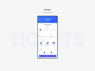 Air tickets app blue design drawing illustration isometric ui ux vector website