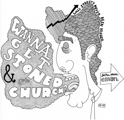 church amen church is where you smoke it church re brand derekthesketcher drawing get stoned illustration peter sketch typography wall street words writer