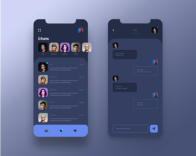 Dark Messenger app chat chat app concept creative dark design design system icons interface messenger mobile mobile design night profile ui user experience user interface ux web design