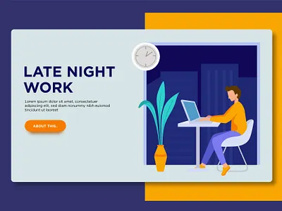 Late night work page template character design concept illustration landing page template ui ui ux vector visual work