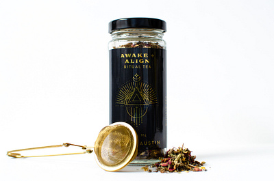 Tea Label Design black and gold botanicals branding illustration label design packaging tea