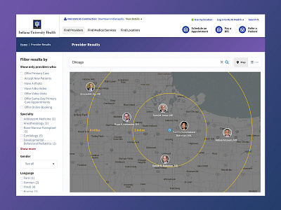 Find doctors near me design map search ui