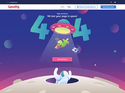 Gawkly 404 Page not found design 404 error 404page alien gawkly illustraion page not found spaceship ui vector website