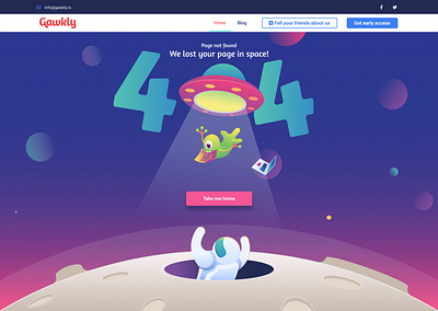 Gawkly 404 Page not found design 404 error 404page alien gawkly illustraion page not found spaceship ui vector website