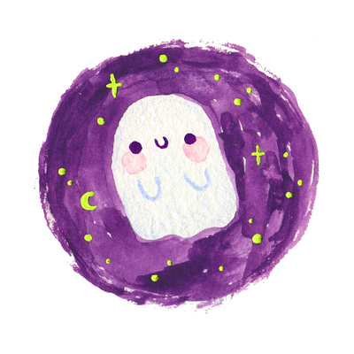 Cute Little Ghost cute design drawing ghost halloween illustration kawaii watercolor watercolor art watercolor painting