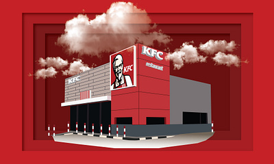 KFC Building Vector branding design flat icon illustration illustrator logo papercut type vector