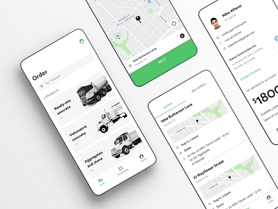 Brokrete – Order concrete as easy as you order pizza app application building catalog concrete delivery delivery truck ios location logistics map mobile order profile reactnative service truck