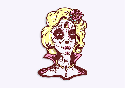 Gentlemen prefer them alive catrina day of the dead halloween illustration marilyn marilyn monroe mario screenprint skull tattoos