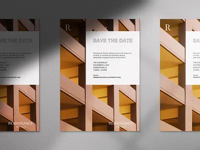 Renaissance Ivnite branding geometry hotel hotel branding invite layout luxury design save the date typography urban