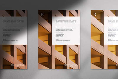 Renaissance Ivnite branding geometry hotel hotel branding invite layout luxury design save the date typography urban