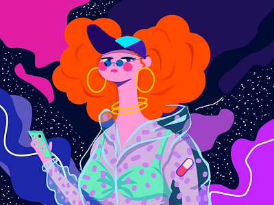 Hoops animation girl illustration neon