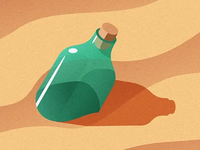 All Washed Up beach bottle coast cork desert dunes glass grain illustration isometric message sand sun vector