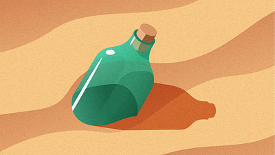 All Washed Up beach bottle coast cork desert dunes glass grain illustration isometric message sand sun vector